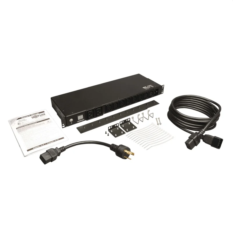 Tripp Lite by Eaton 3.7kW Single-Phase Local Metered PDU, 208/230V (8 C13 & 2 C19), C20 / L6-20P Adapter, 12 ft. (3.66 m) Cord, 1U Rack-Mount, TAA