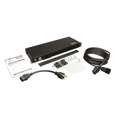 Tripp Lite by Eaton 3.7kW Single-Phase Local Metered PDU, 208/230V (8 C13 & 2 C19), C20 / L6-20P Adapter, 12 ft. (3.66 m) Cord, 1U Rack-Mount, TAA