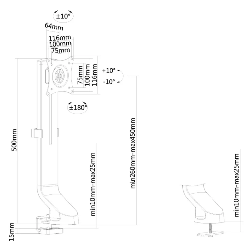 Neomounts Flat Screen Desk Mount (clamp/grommet)