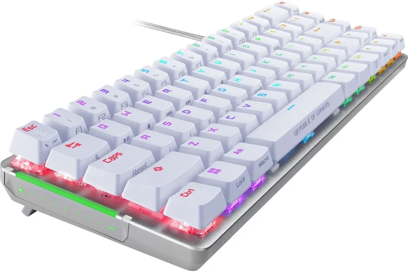 Asus ROG Falchion Ace 65% compact gaming keyboard with pre-lubed ROG NX mechanical switches with ROG switch stabilizer, sound-dampening foam, interactive touch panel, dual Type-C ports, three keyboard tilt angles, and cover case, US layout, White