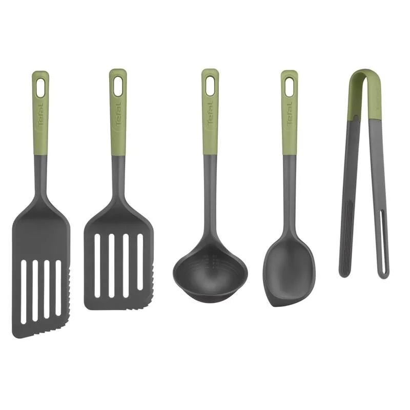 Комплект кухненски прибори Tefal K279S555 Essential 2-в-1, 5 части, пластмаса, зелен