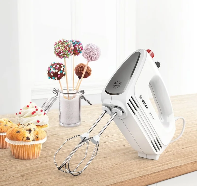 Bosch MFQ22100, Hand mixer, CleverMixx, 375 W, 4 speed settings, additional pulse/turbo setting, white/gray