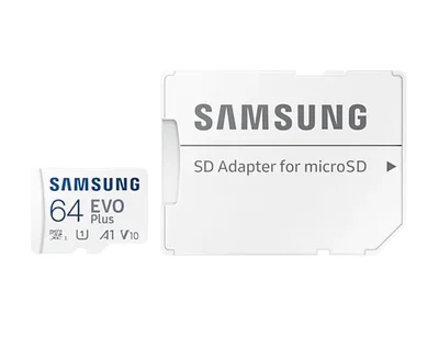 Samsung 64GB micro SD Card EVO Plus with Adapter, Class10, Transfer Speed up to 160MB/s