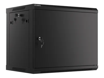 Lanberg rack cabinet 19" wall-mount 9U/600x450 for self-assembly with metal door  black (flat pack)