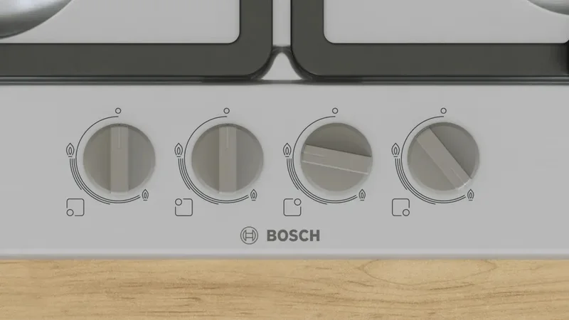 Bosch PGH6B5K90, SER4, Gas hob, 4 zones, Cast iron pan support, inox, 60cm