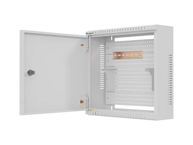 Комуникационен шкаф LANBERG – TPR 10", 2U, 400x400x140 мм, с мрежеста врата, сив