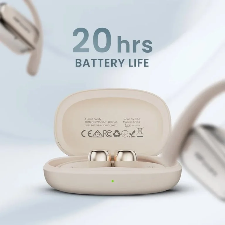 Слушалки HiFuture Sonify Champagne Gold, Open Ear Comfort, Bluetooth 5.4, 4 микрофона, ENC, 20 ч работа, IPX5, 15mm драйвер