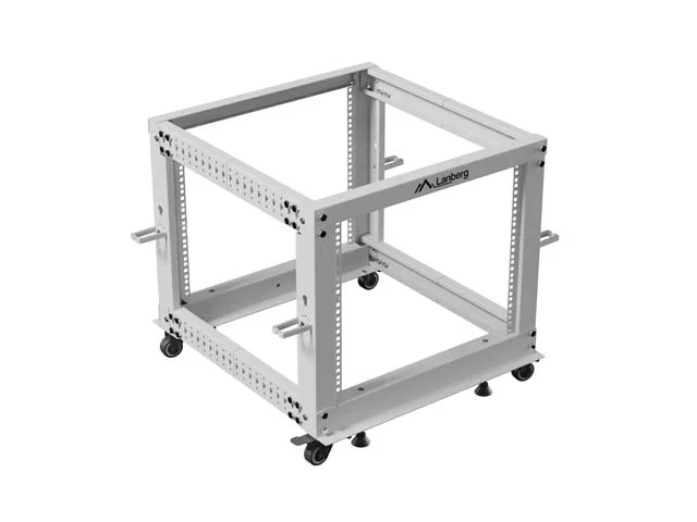 Lanberg open rack 19" 9U 600x600-1100 adjustable, grey