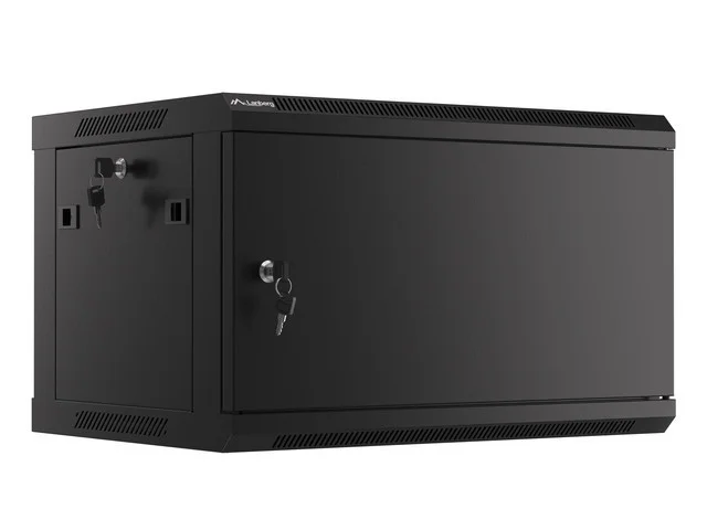 Lanberg rack cabinet 19" wall-mount 6U/600x450 for self-assembly with metal door black (flat pack)