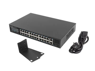 Мрежов суич Lanberg 24x 100BASE-T PoE+/2x SFP Rackmount Gigabit Ethernet 360W v2