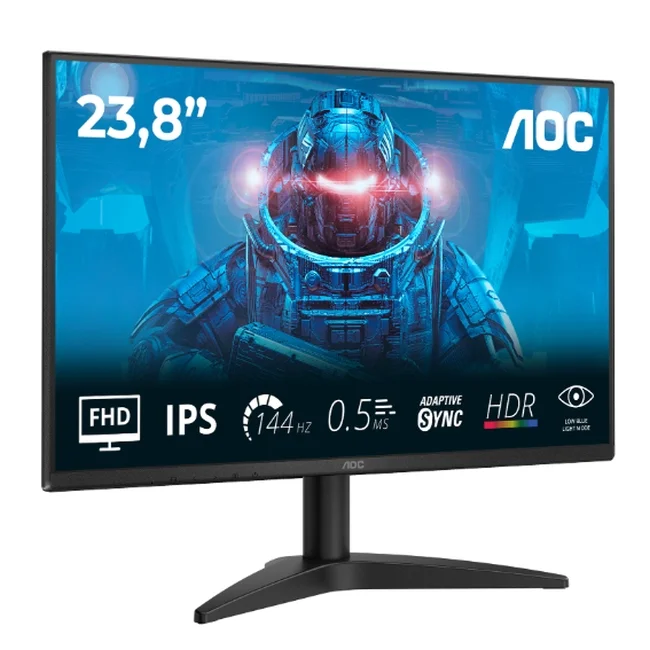 AOC 24B36X, 23.8" IPS WLED, 1920x1080@144Hz, 4ms GtG, 0.5ms MPRT, 300cd m/2, 1500:1, DCR 20M:1, Adaptive Sync, FlickerFree, Low Blue Light, Tilt, HDMI, DP
