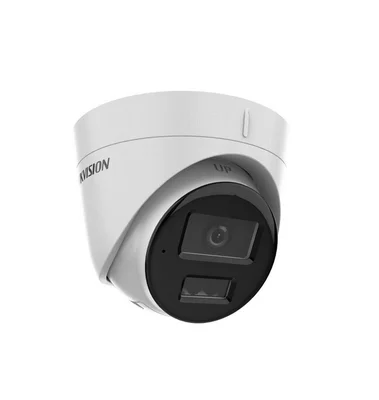 Камера за видеонаблюдение Hikvision 4 MP Smart Hybrid Light Turret, 2.8mm, IR и бяло осветление до 30м, 120 dB WDR, H.265+, IP67, вграден микрофон, слот за microSDXC (512GB), 12VDC/PoE 6.5W