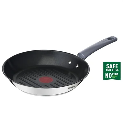 Грил тиган Tefal DAILY COOK G7314055 26 см, неръждаема стомана, незалепващо покритие, Thermo-Spot, Black & Silver