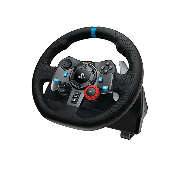 Logitech G29 Driving Force Racing Wheel, PlayStation 4, PlayStation 3, PC, 900° Rotation, Dual Motor Force Feedback, Adjustable Pedals, Leather
