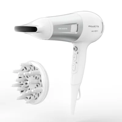Сешоар Rowenta Powerline CV5930F0, 2100W, йонизираща функция, дифузер, концентратор, бял/сребрист
