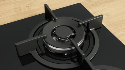 Bosch PPH6A6I10, SER6, Gas hob, 4 zones, Wok burner, 9 power levels, FlameSelect new, Easy cleaning, metal knobs, black, flush, 60cm