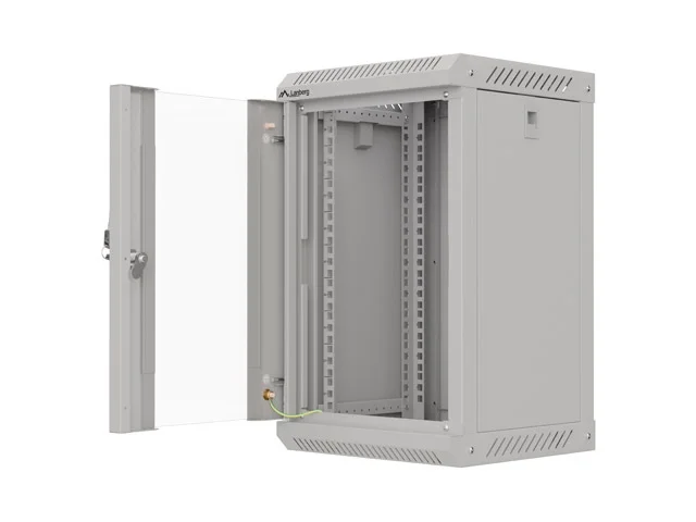Lanberg rack cabinet 10" wall-mount 9U/300x300 (flat pack) with glass door grey