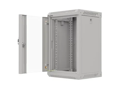 Lanberg rack cabinet 10" wall-mount 9U/300x300 (flat pack) with glass door grey