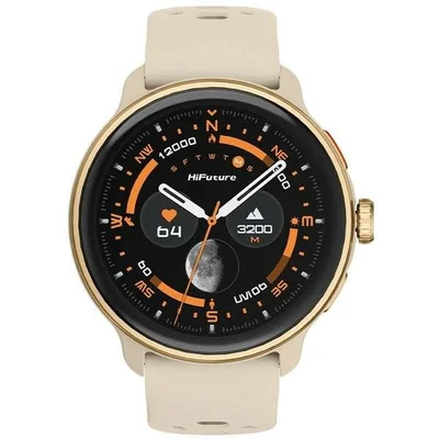 HiFuture Vela Latte, 1.43" AMOLED, GPS +Compass + Altimeter, 466*466, Support Local Music(100M Space), Support AI Coach for Training, Powered by Dual Core, Bluetooth Call, 5ATM Waterproof,  24/7 True Heart Rate & Blood, Oxygen Sensor, Up to 10 days daily