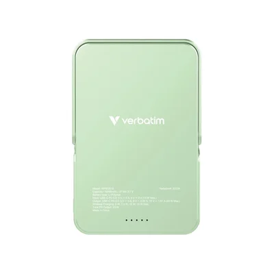Външна батерия Verbatim Charge 'n' Go 10000mAh, магнитно безжично зареждане, стойка, зеленa