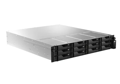 Asustor AS7212RDX, 2U 12-bay NAS, AMD Ryze 7 Pro 7745 Octa-Core 3.8GHz (up to 5.3GHz), 16GB ECC DDR5-4800 UDIMM (Max. 192GB),12 x SATA3 6Gb/s; 3.5"/2.5" HDD/SSD,1x M.2 NVMe slot (PCIe Gen5 x4), 2x GLAN 2x 10GLAN (10G/1G), Redundant 550W, Rail Kit, Black
