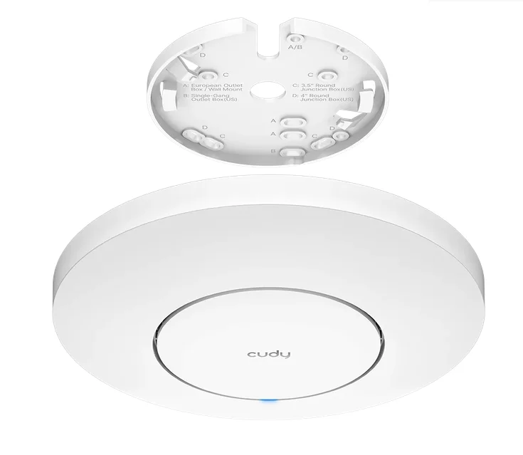 Cudy AP1300 Wi-Fi Gigabit Access Point AC1200 Dual Band Ceiling Mount Access Point, 867Mbps at 5GHz + 300Mbps at 2.4GHz, 1 x GbE RJ45 Port, Support 12V DC or 802.3af PoE or Passive PoE, 12V DC adapter included