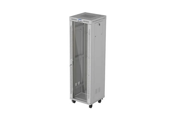 Lanberg Rack Cabinet 19" Free-Standing 42U/600X600 (FlAT Pack) With Glass Door LCD Grey V2