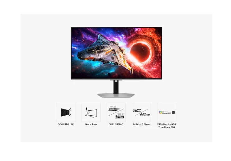 Samsung 32'' LS32HG800SU Odyssey OLED G8 4K 3840x2160 0.03ms 240Hz Glare Free DP 2.1 (UHBR20) & USB-C (98W) Silver + Logitech G102 Mouse, Lightsync RGB, 8000 DPI, 6 Programmable Buttons, Black