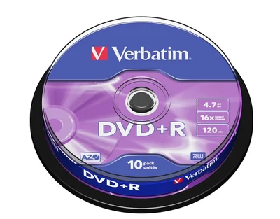 DVD диск Verbatim DVD+R AZO 4.7GB 16x, Matt Silver Surface (10 броя)