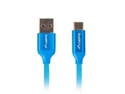 USB кабел Lanberg USB-C към USB-A 2.0 1m син премиум 5A