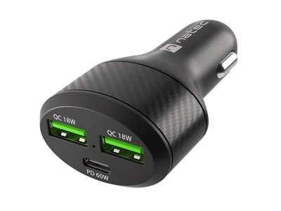 Автомобилно зарядно Natec Coney 2xUSB, 1xUSB-C 84W Черно