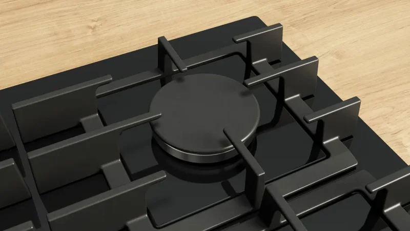 Bosch PPP6A6I40, SER6, Gas hob, 4 zones, 9 power levels, FlameSelect new, Easy cleaning, metal knobs, black, flush, 60cm