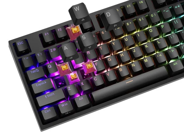 Genesis Mechanical Gaming Keyboard Thor 404 Black RGB Backlight Outemu Peach Silent, US Layout