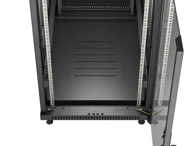 Комуникационен шкаф Lanberg – 22U/600x1000, свободностоящ, стъклена врата, черен
