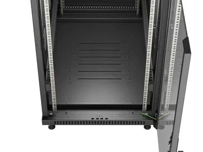 Комуникационен шкаф Lanberg – 22U/600x1000, свободностоящ, стъклена врата, черен