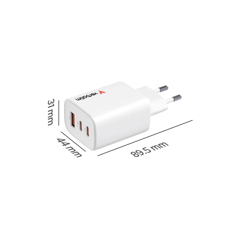 Зарядно устройство VERBATIM – Essentials GaN 65W, EU щепсел, бяло