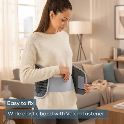 Beurer HK 60 Cosy Grey Abdominal & Back Heat Pad; 3 temperature settings; auto switch-off after 90 min; washable on 30°;Fast heating; Fleece fibre;BSS;69(L)x28(W) cm: Max waist 102sm