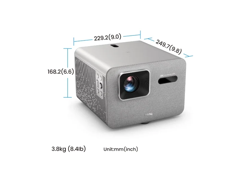 BenQ TK705STi Home Entertainment Projector, 4K UHD (3840x2160), 3000 ANSI lumens, 0.8 Throw Ratio, Auto Vertical Keystone, CinematicColor, Bluetooth 5.2, HDMI x2, USB-A, USB-C (PD 30W), 2x8W Speaker, OS Google TV, SmartRemote App, 3.8kg, Silver