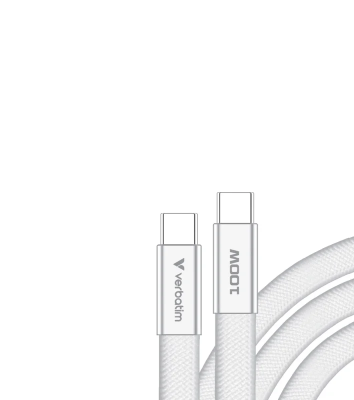 Verbatim Sync & Charge SoftTouch USB-C to C cable 100W 120 cm - White