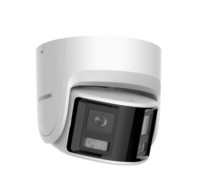 HikVision 4 MP Panoramic AcuSense Fixed Turret Network Camera, 2.8 mm, F1.6, IR up to 30m, H.265+, IP67, 120 dB WDR, built-in microphone, built-in speaker, built-in memory card slot (up to 512 GB), 12Vdc/PoE 12.5W