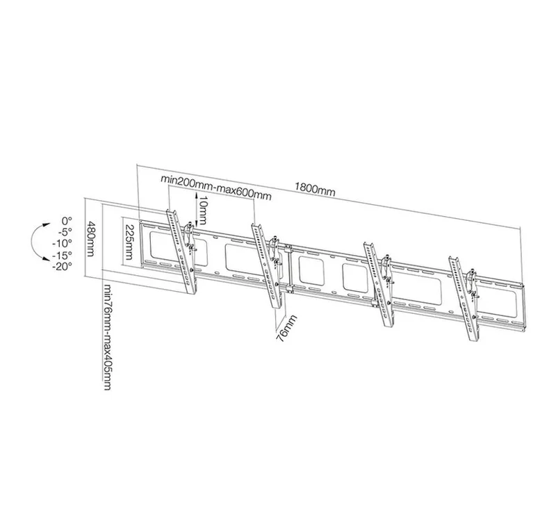 Стойка за дисплеи Neomounts Flat Screen Wall Mount за меню борд, 2 екрана, хоризонтален монтаж