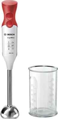 Блендер Bosch MSM64110, 450W, бял/червен, включена прозрачна кана
