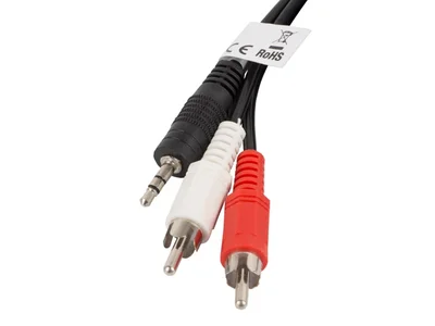 Аудио кабел Lanberg mini jack 3.5mm (M) 3-pin към 2x RCA (chinch) (M) 2м, черен
