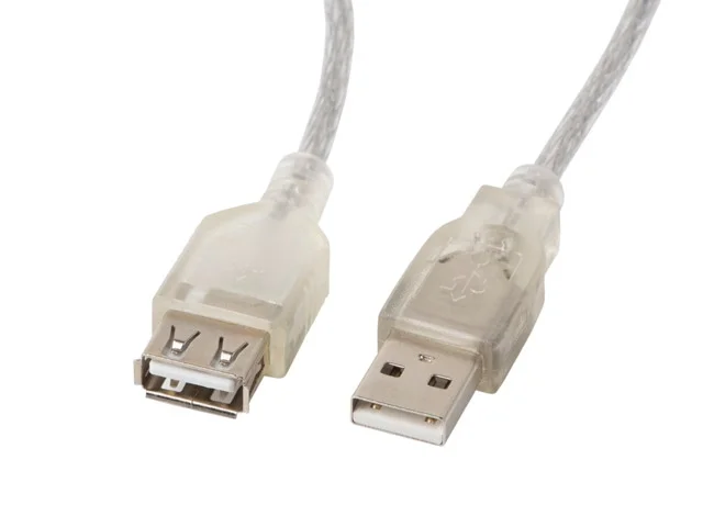 USB удължителен кабел Lanberg USB 2.0 AM-AF, 1.8m, прозрачен с ферит