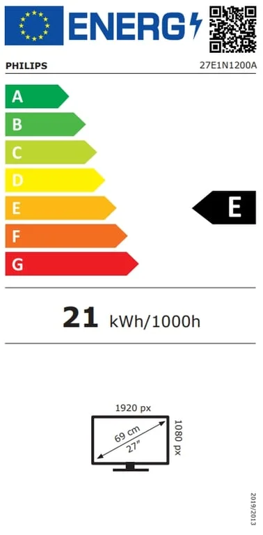Philips 27E1N1200A, 27" IPS WLED, 1920x1080@120Hz, 4ms GtG, 1ms MPRT, 300cd m/2, 1500:1, Mega Infinity DCR, Adaptive Sync, FlickerFree, LowBlue Mode, 2Wx2, Tilt, D-SUB, HDMI, DP