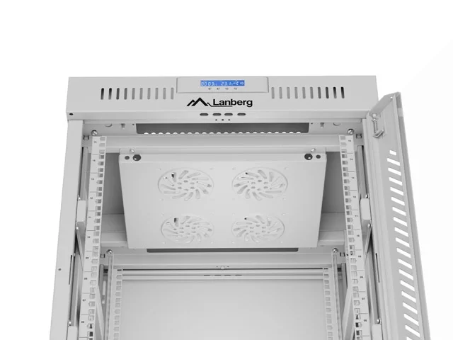 Lanberg rack cabinet 19" free-standing 15U/600x600 (flat pack) with glass door lcd grey v2