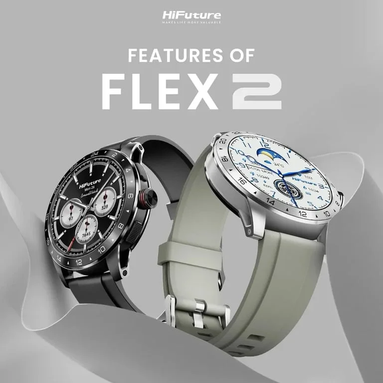 HiFuture Flex 2 Black, 1.39" FHD, 360?360, Bluetooth Call, IP68 Waterproof, 24/7 True Heart Rate & Blood Oxygen Sensor, Up to 10 days daily use, 100+ Sports Mode