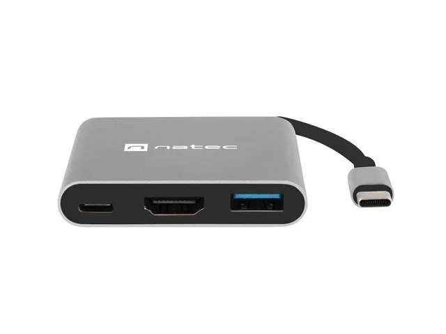 Докинг станция NATEC Fowler MINI USB-C Multiport Adapter 3 в 1, USB 3.0, HDMI 4K, USB-C PD