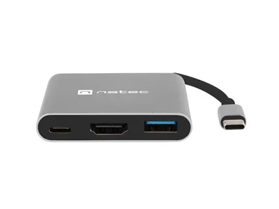 Докинг станция NATEC Fowler MINI USB-C Multiport Adapter 3 в 1, USB 3.0, HDMI 4K, USB-C PD