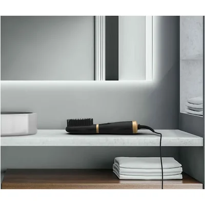 Електрическа четка за изправяне на коса Rowenta Powerstraight Air UB5920F0 500W, керамично покритие, йонизираща функция, черна/златиста